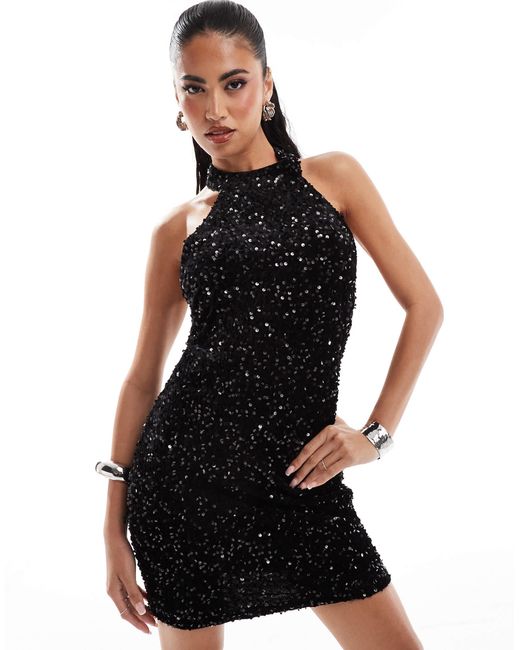Threadbare Black Sequin Mini Dress