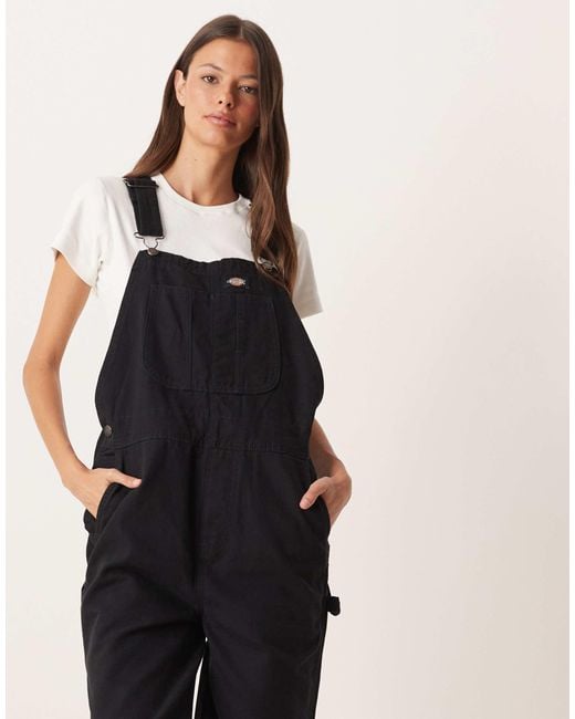 Dickies Black Canvas Wide Leg Dungarees