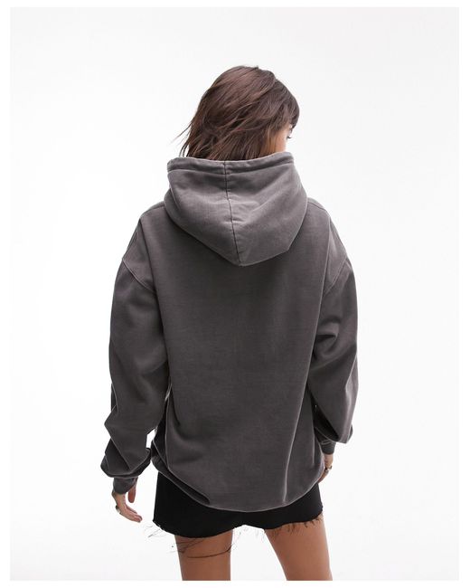 TOPSHOP Graphic License Acdc Oversized Hoodie in Gray | Lyst