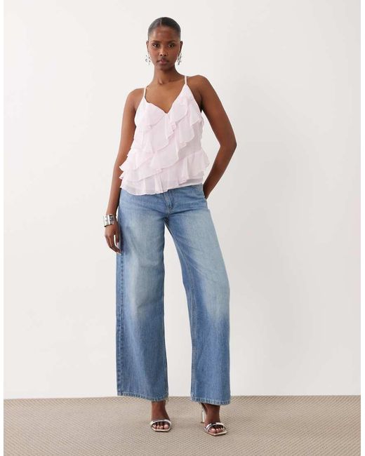 Vila White Ruffle Cami Top