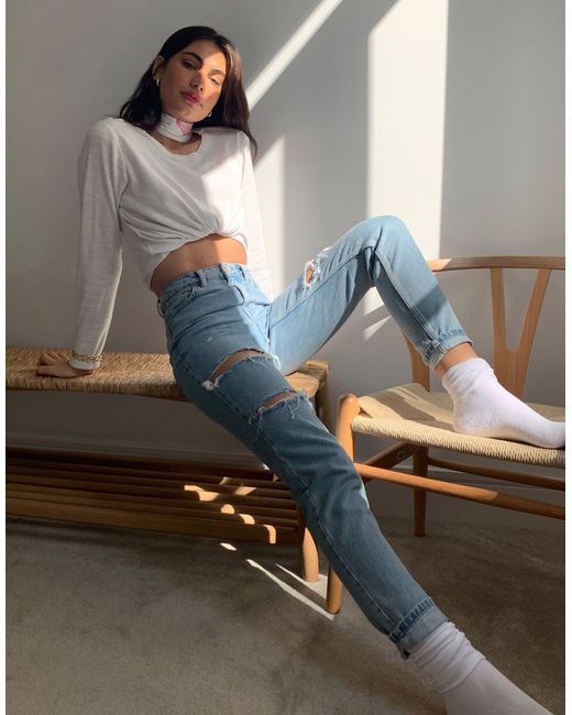 TOPSHOP Denim Mom Jeans With Double 