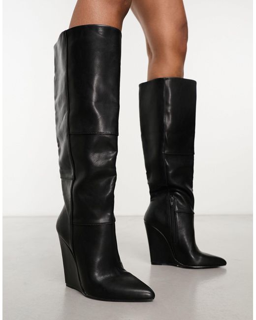 ASOS Black Carmella Heeled Wedge Boots