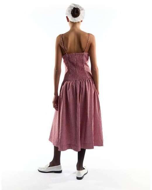 Collective The Label Red Button Through Dropped Waist Midi Dress