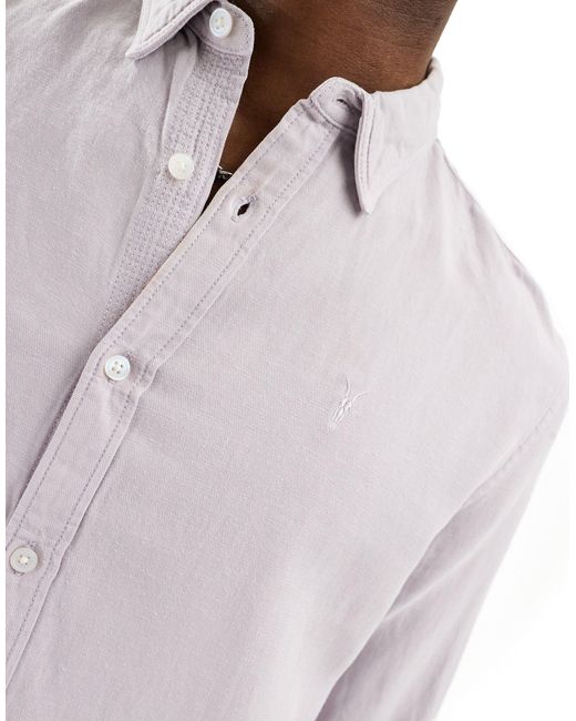AllSaints Natural Laguna Linen Shirt for men