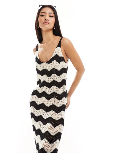 New Look White – häkel-maxikleid aus chevron