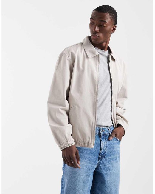 ASOS White Cotton Harrington Jacket for men