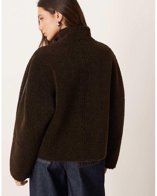 Mango Black Borg Collarless Reversable Jacket With Toggles