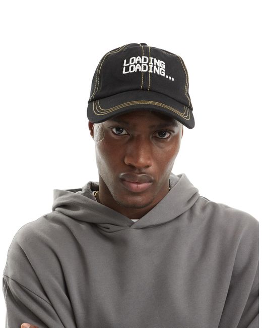 ASOS Black Soft Baseball Cap With Contrast Stitch And Embroidery for men