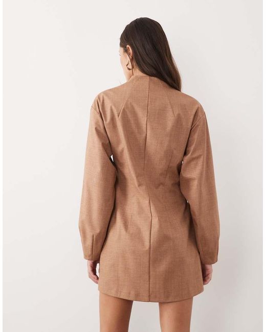 ASOS Brown Pleat Waist Detail Structured Blazer Dress