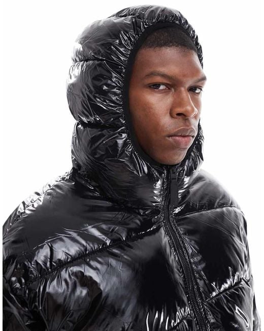 High shine puffer jacket with fur hood new arrivals