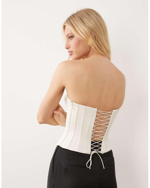 Oh Polly White Satin Lace Up Corset