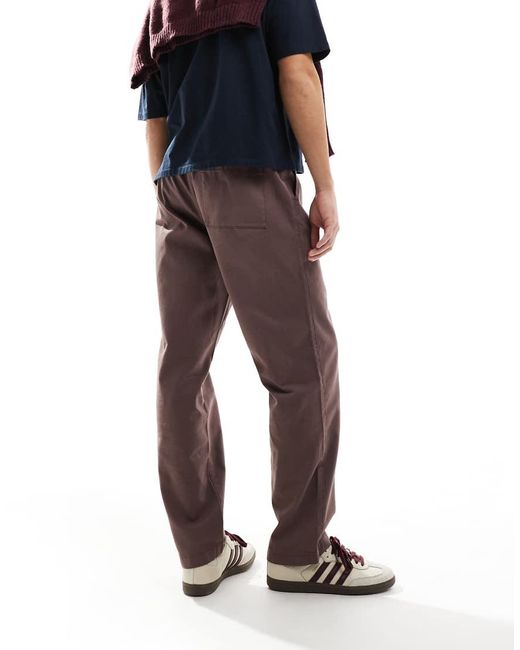 ASOS Chino's Met Rechte Pijpen En Elastische Taille Met Trekkoord in het Brown voor heren