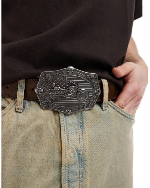 ASOS – moto americana schild – kunstleder-gürtel in Black für Herren