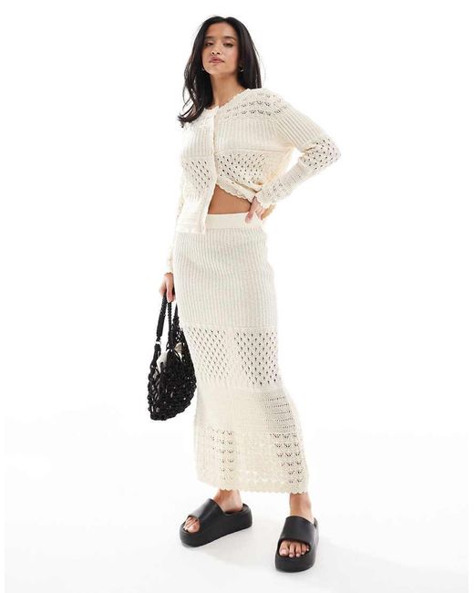 Falda Larga Color Crema De Croché De (Parte De Un Conjunto)-Blanco Vero Moda de color Natural