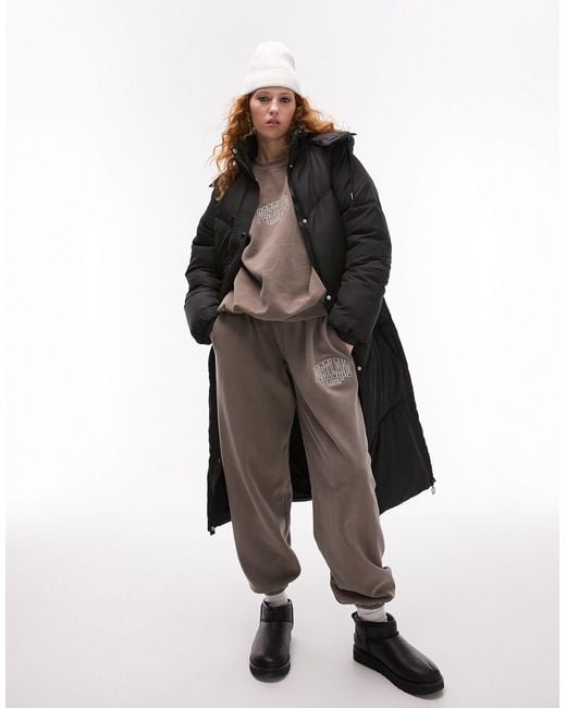 TOPSHOP Longline Puffer Jacket in White Lyst UK