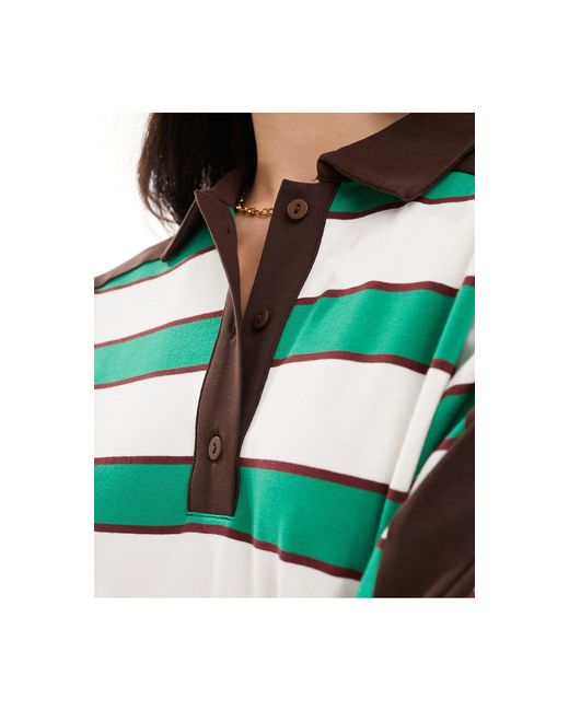 Urban Revivo Green Striped Collegiate Mini Polo Shirt Dress