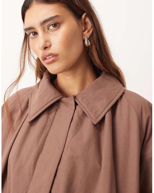 ARRANGE Brown Oversized Bomber Jacket With Balloon Sleeve