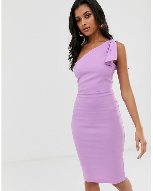 Vesper Purple One Shoulder Bodycon Midi Dress