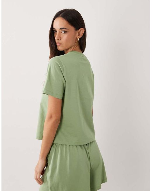 ASOS Green Mix & Match Cotton Pyjama Oversized Tee With Side Splits