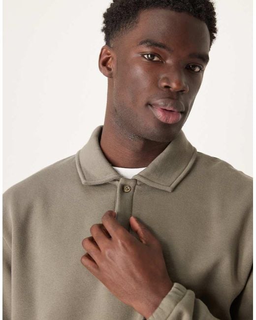 ASOS Brown Co-ord Boxy Oversized Polo Sweatshirt for men