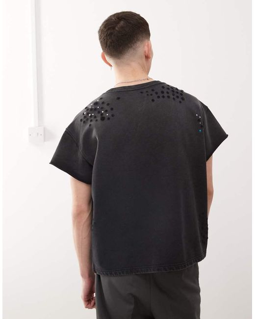 Cheap Monday Black X Landon Barker Boxy Fit T-shirt With Swarovski Embellishmnent for men