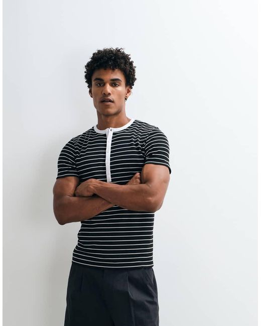 ASOS Blue Slim Henley T-shirt for men