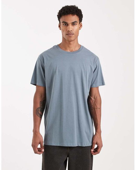 Brave Soul Blue Oversized Crew Neck T-shirt for men