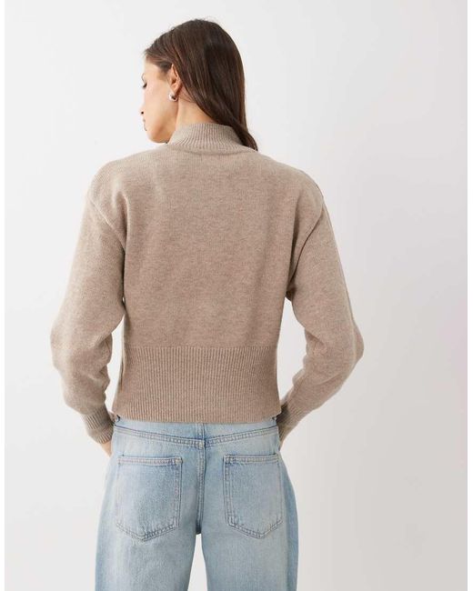 Cotton On Natural Lotus Cinched Zip Knit