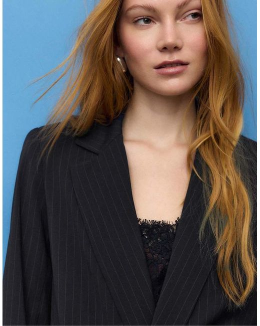 Blazer Aperto A Righe di Stradivarius in Blue