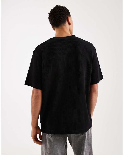 Jack & Jones Black Ribbed Oversize T-shirt for men