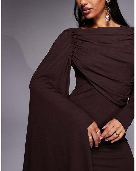 ASOS Blue Scarf Detail Draped Maxi Dress