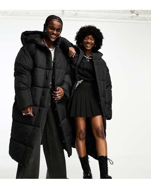 Piumino Lungo Con Cappuccio di Collusion in Black