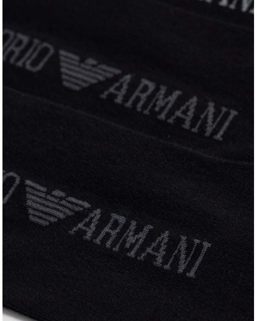 Emporio Armani Black Bodywear 3 Pack Logo Socks for men