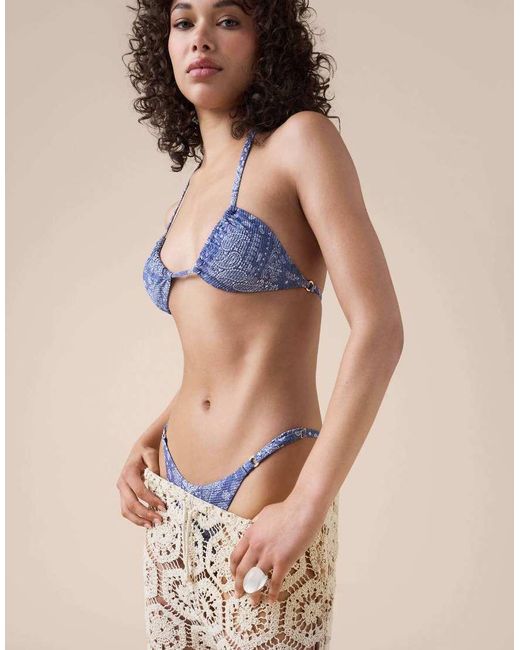 Calzedonia Blue Triangle Bikini Top Paisley
