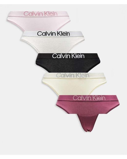 Calvin Klein Multicolor Extra Soft Cotton 5 Pack Thongs