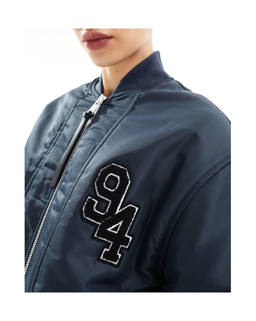 AllSaints Blue Scout Oversized Bomber Jacket With Back Patch