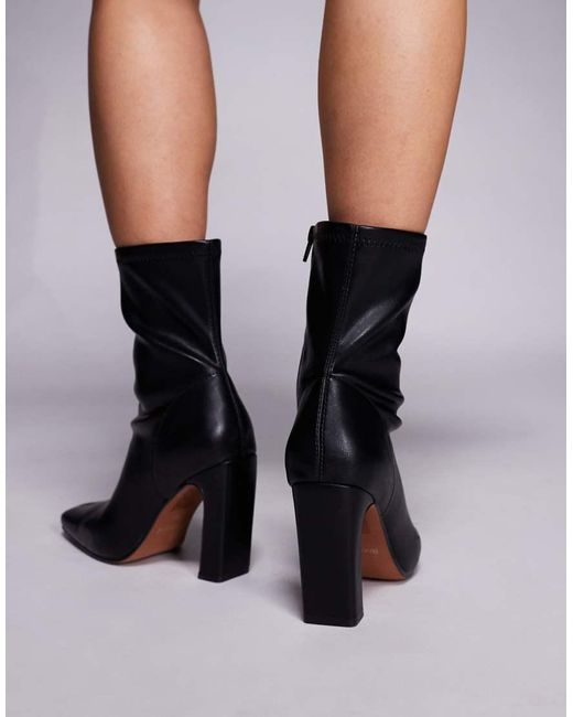 River Island Black Square Heel Stretch Boot