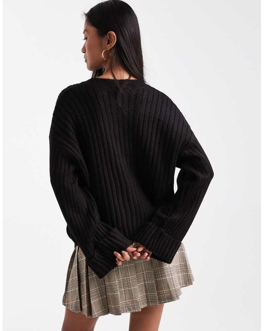ASOS Black Knitted Cardigan With Turn Up Cuff