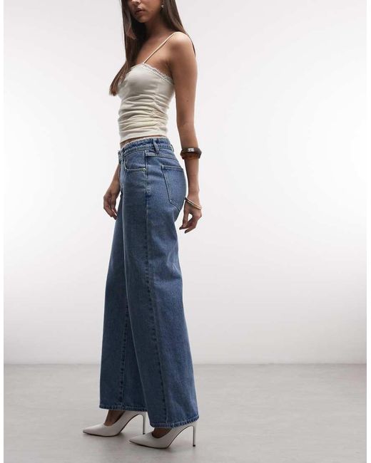 Abrand Jeans Blue Abrand 99 Low baggy Selena Jeans With Lace Detailing