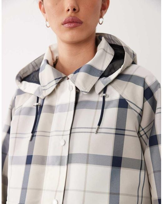 Barbour Gray Ballina Tartan Hooded Showerproof Jacket