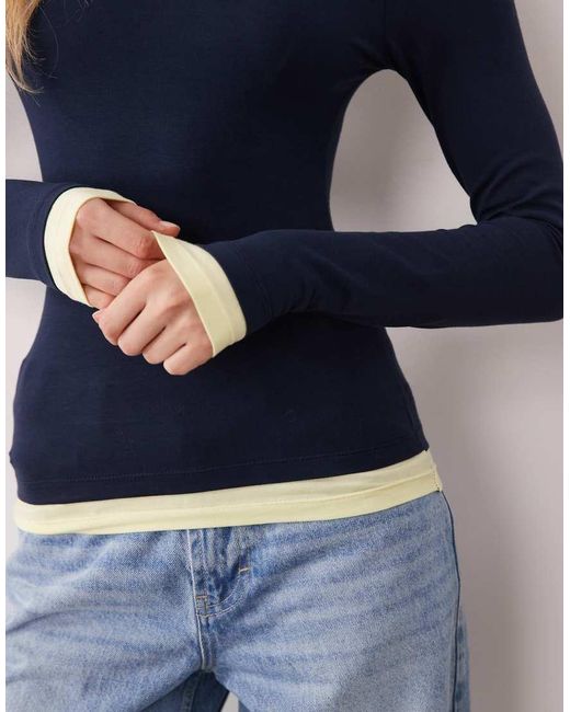 ASOS Blue Long Sleeve Double Layer Top