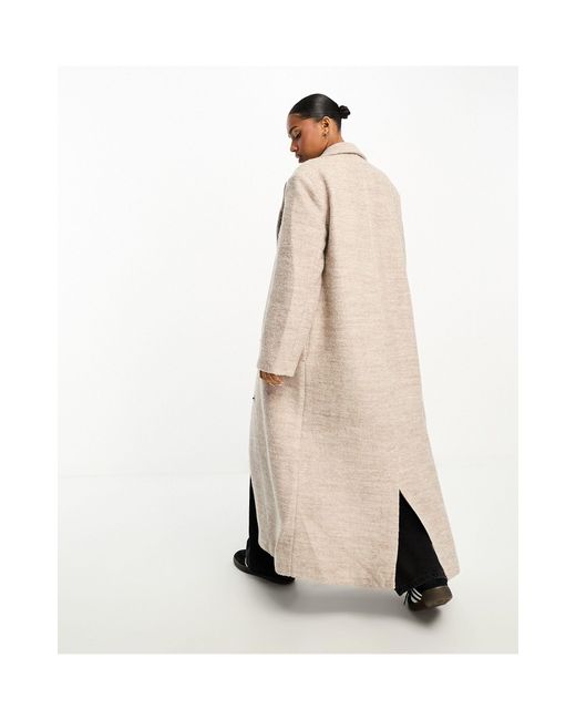 Monki White Longline Textured Coat