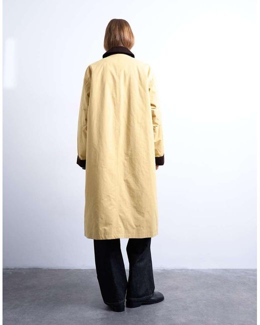 TOPSHOP White Contrast Collar Longline Shacket
