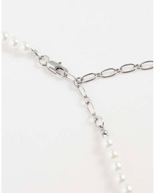 ASOS White 2 Pack Rondell Faux Pearl And Rope Chain Necklace for men