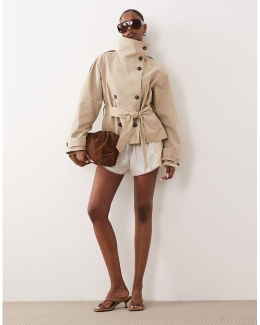 Gina Tricot Brown High Neck Trench Jacket