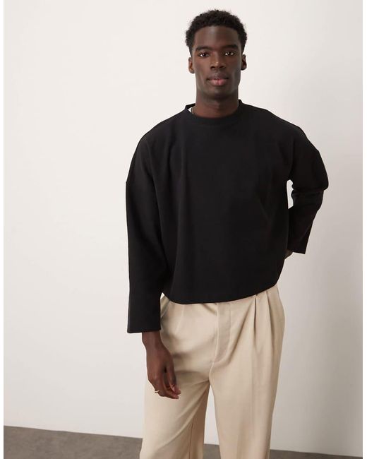 ASOS Black Super Oversized Cropped Jumper for men