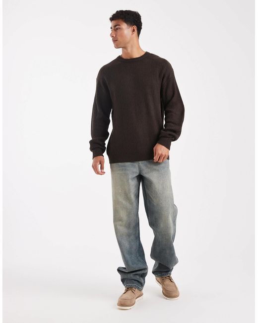 JJ Rebel – strukturierter oversize-pullover in Black für Herren