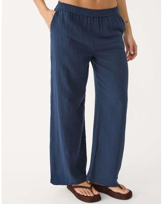 Stradivarius Broek Met Elastische Tailleband in het Blue