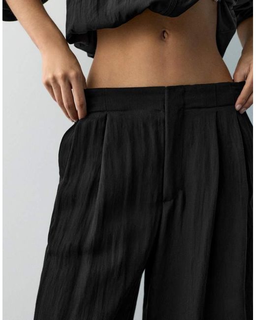 Pull&Bear Black Darted Smart Trousers