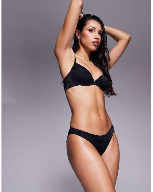 Boux Avenue Black Broderie Bikini Bottoms With Frill Trim
